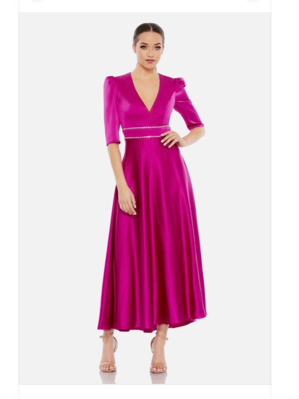 Formal A Line Cocktail Midi Dress–A Line Cocktail Midi Formal–Mac Duggal A26923